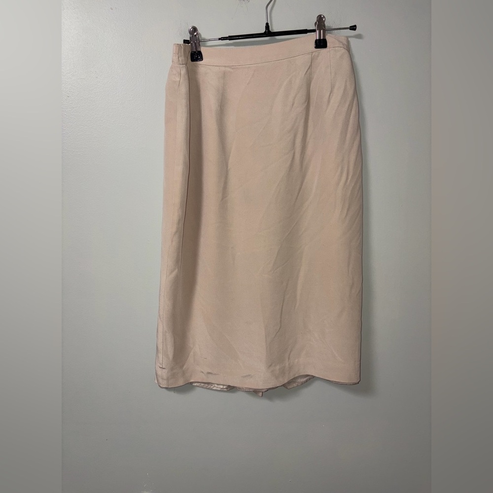 Gazelle Ciampi for Magali Evenings Beige 100% Silk Vtg Skirt Elegant Feminine 8